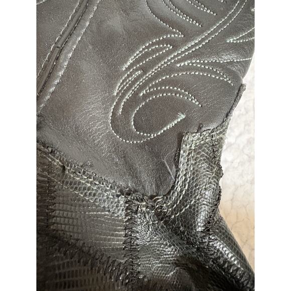 Men’s black lizard skin western boots patchwork exotic Code West 8.5 main image 8